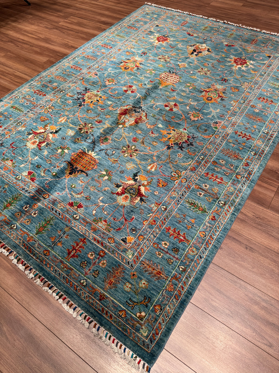 Sultani Binbirgece Orijinal El Dokuması Mavi Kök Boya Yün Halı 175x251 4.39 Metrekare - 5x8 ft