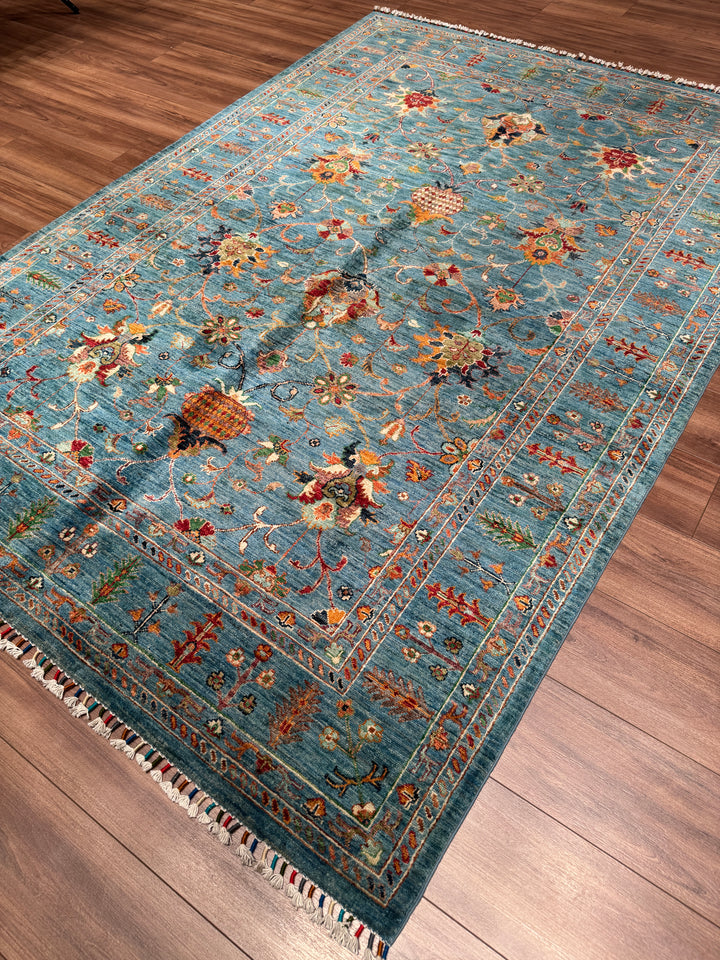 Sultani Binbirgece Orijinal El Dokuması Mavi Kök Boya Yün Halı 175x251 4.39 Metrekare - 5x8 ft