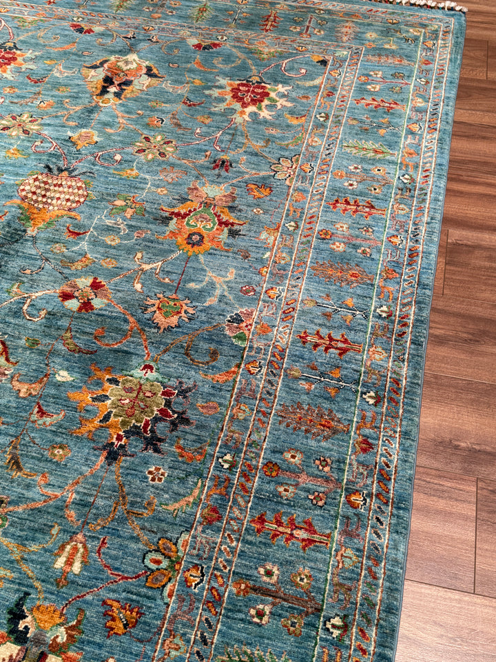 Sultani Binbirgece Orijinal El Dokuması Mavi Kök Boya Yün Halı 175x251 4.39 Metrekare - 5x8 ft