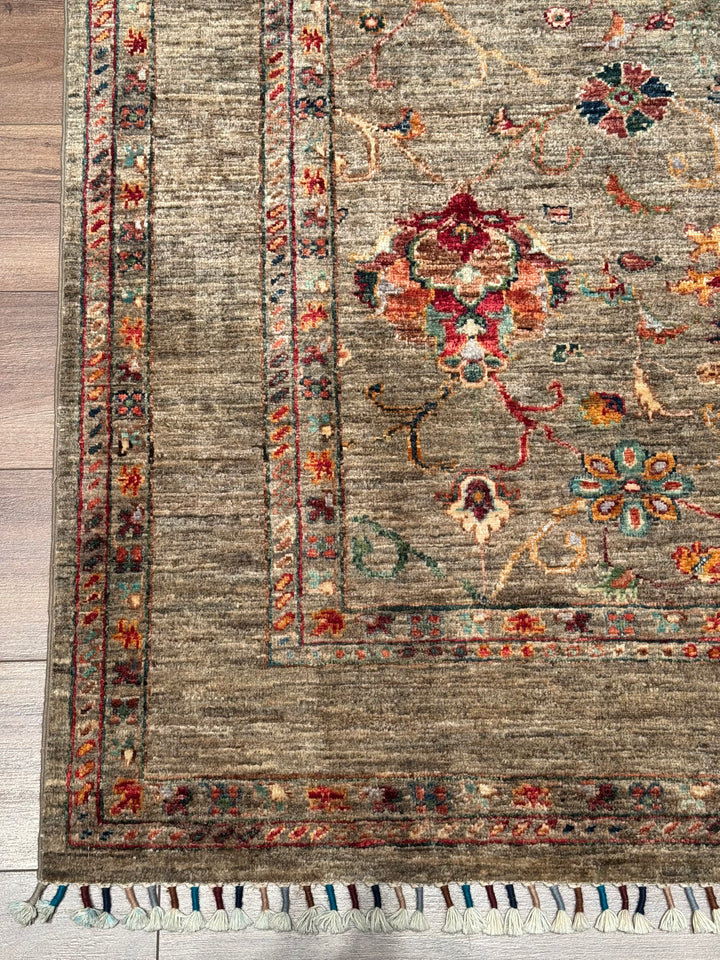 Sultani One Thousand and One Nights Original Handwoven Beige Root Dye Wool Rug 151x201 cm (3.04 square meters) - 5x6 ft 