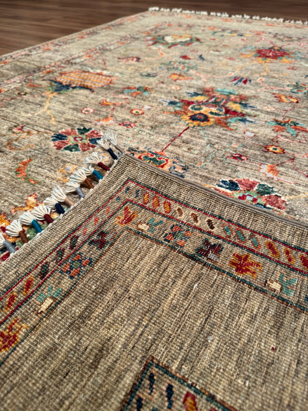 Sultani One Thousand and One Nights Original Handwoven Beige Root Dye Wool Rug 151x201 cm (3.04 square meters) - 5x6 ft 