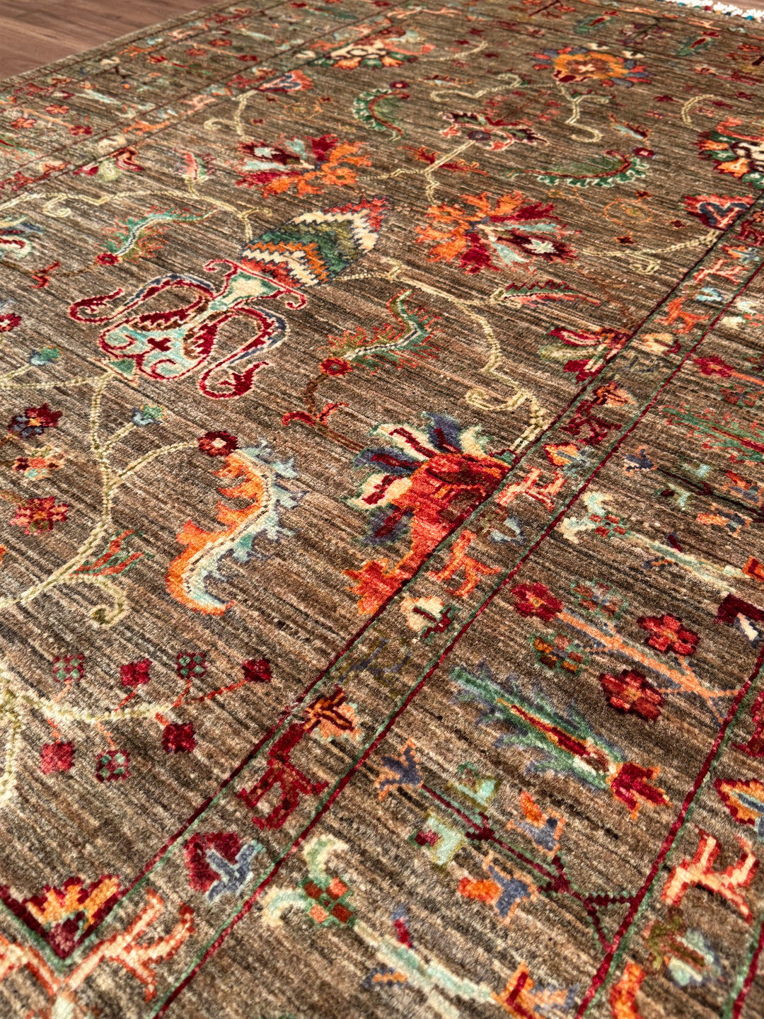 Sultani Binbirgece Orijinal El Dokuması Bej Kök Boya Yün Halı 126x182 2.29 Metrekare - 4x6 ft