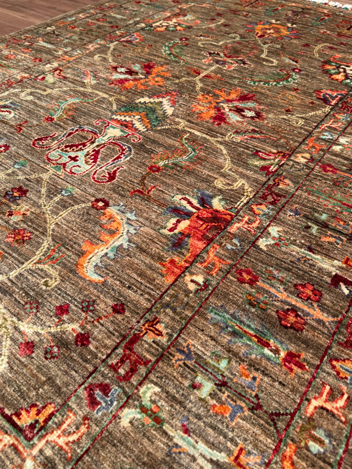 Sultani Binbirgece Orijinal El Dokuması Bej Kök Boya Yün Halı 126x182 2.29 Metrekare - 4x6 ft