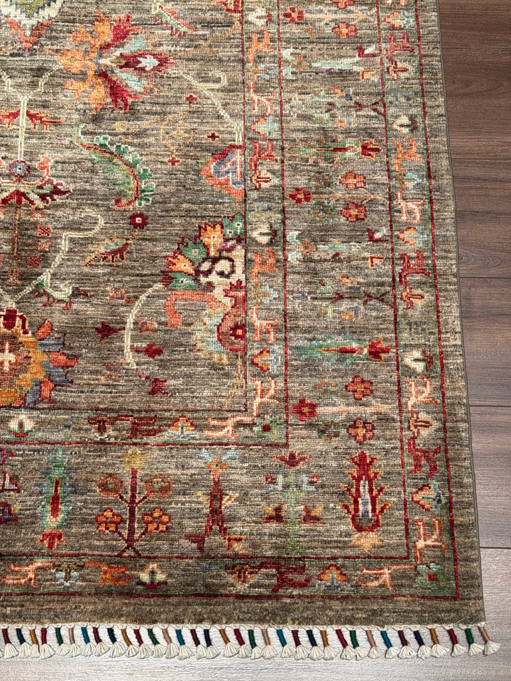 Sultani Binbirgece Orijinal El Dokuması Bej Kök Boya Yün Halı 126x182 2.29 Metrekare - 4x6 ft