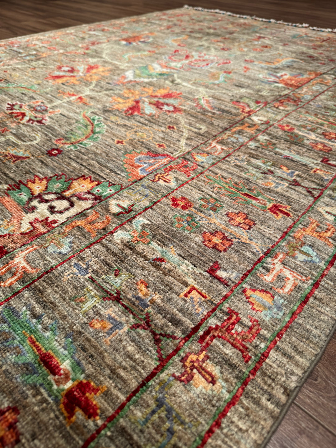 Sultani Binbirgece Orijinal El Dokuması Bej Kök Boya Yün Halı 126x182 2.29 Metrekare - 4x6 ft