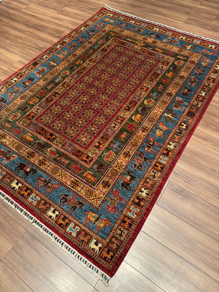 Pazırık Orijinal El Dokuması Multi Kök Boya Yün Halı 175x242 4.24 Metrekare - 5x8 ft