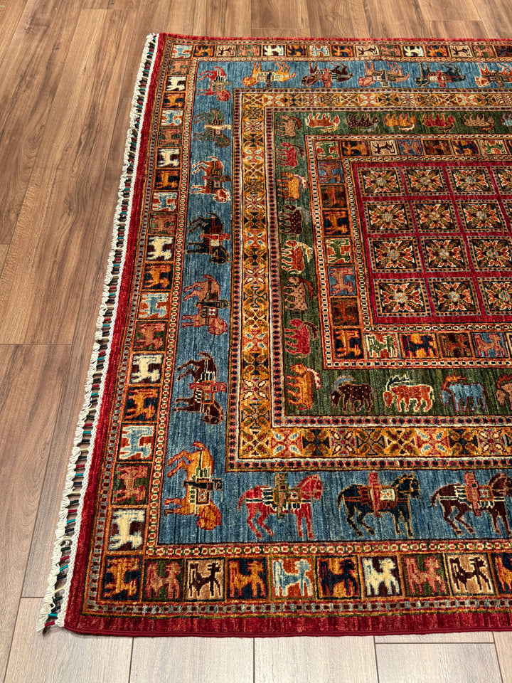 Pazırık Orijinal El Dokuması Multi Kök Boya Yün Halı 175x242 4.24 Metrekare - 5x8 ft