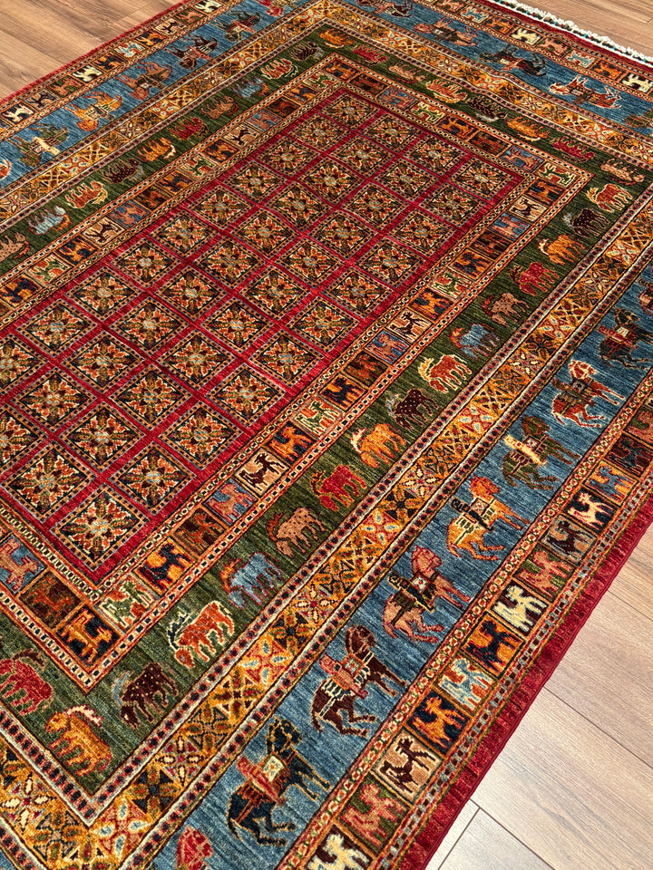 Pazırık Orijinal El Dokuması Multi Kök Boya Yün Halı 175x242 4.24 Metrekare - 5x8 ft
