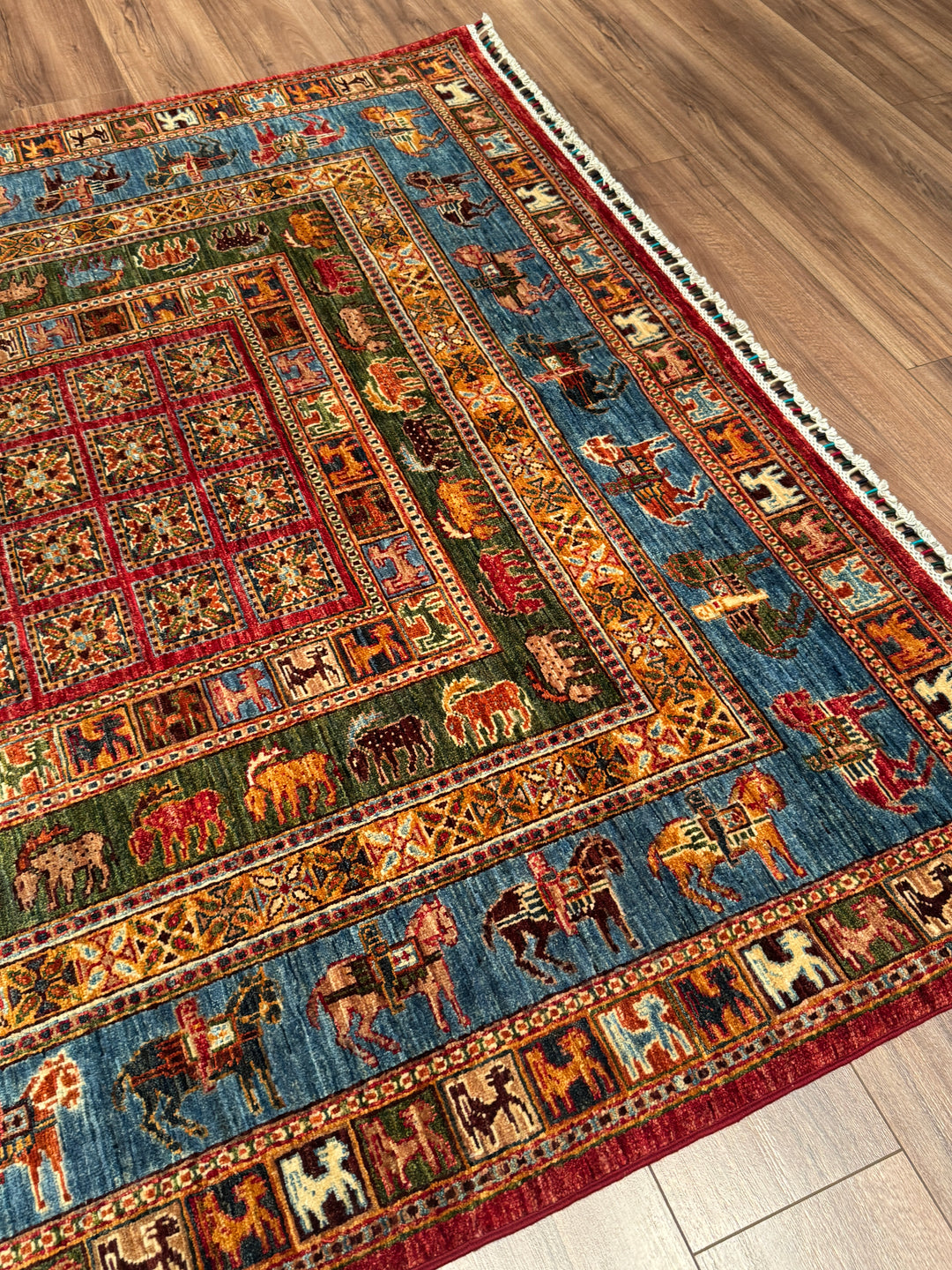 Pazırık Orijinal El Dokuması Multi Kök Boya Yün Halı 175x242 4.24 Metrekare - 5x8 ft