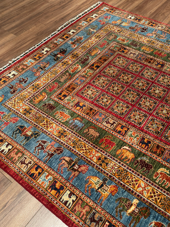 Pazırık Orijinal El Dokuması Multi Kök Boya Yün Halı 175x242 4.24 Metrekare - 5x8 ft
