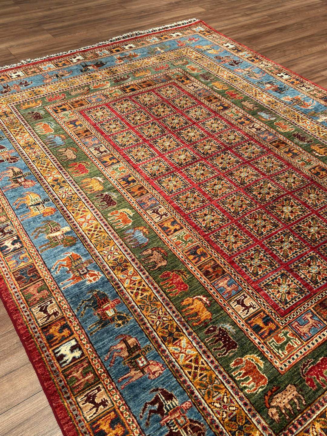 Pazırık Orijinal El Dokuması Multi Kök Boya Yün Halı 175x242 4.24 Metrekare - 5x8 ft