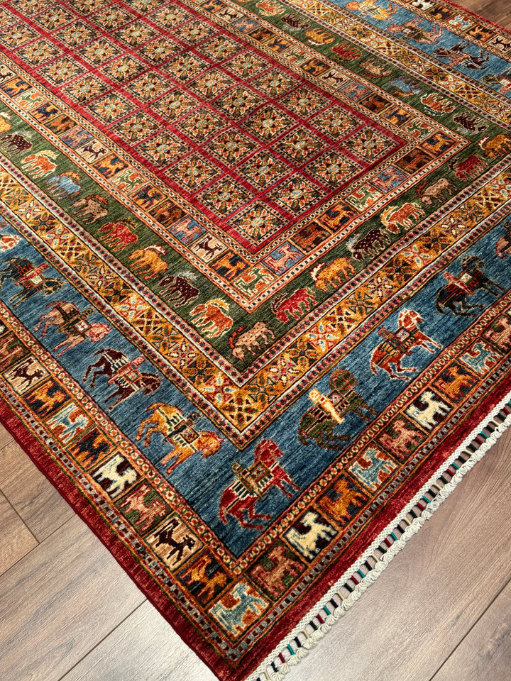 Pazırık Orijinal El Dokuması Multi Kök Boya Yün Halı 175x242 4.24 Metrekare - 5x8 ft