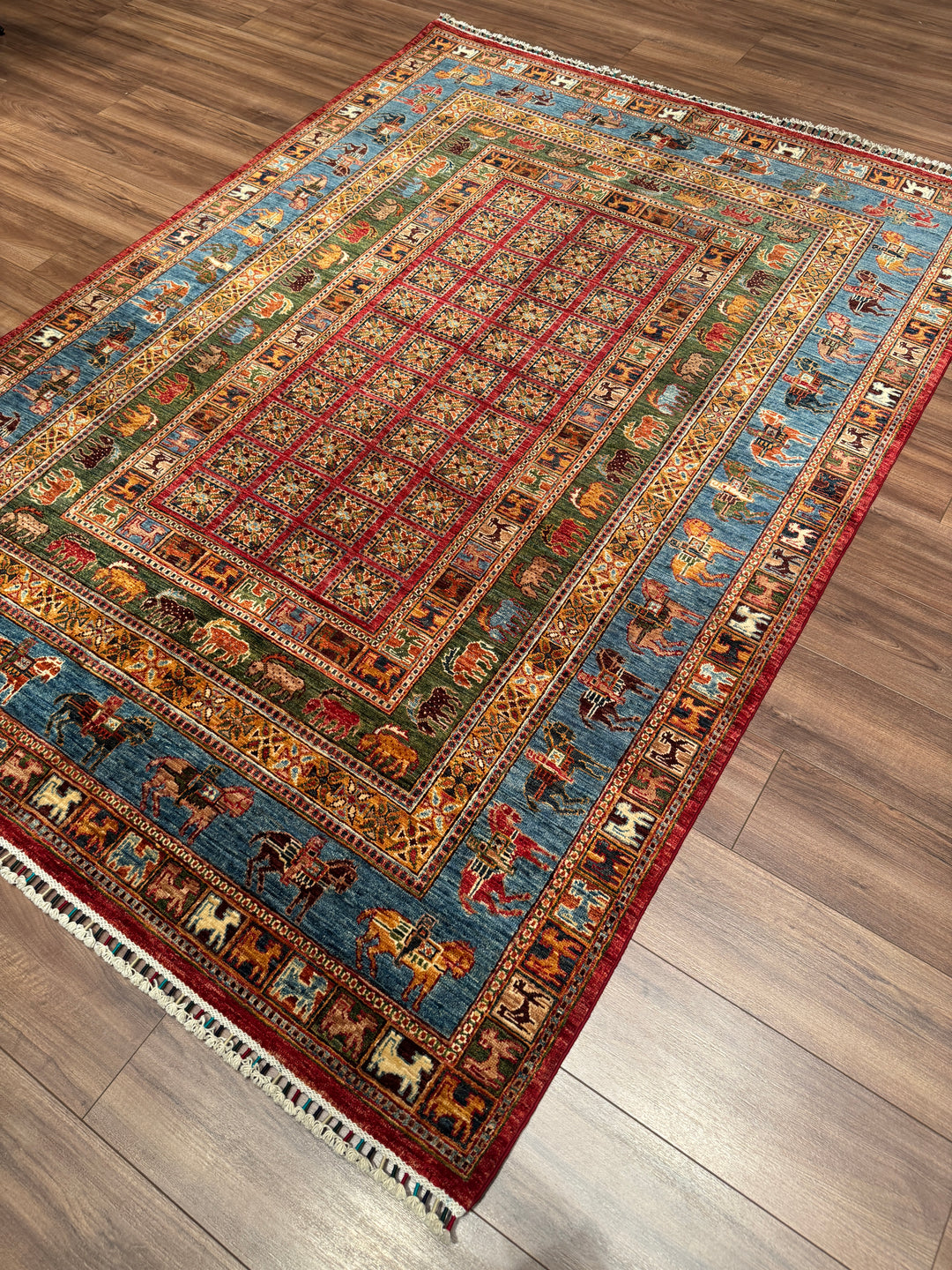 Pazırık Orijinal El Dokuması Multi Kök Boya Yün Halı 175x242 4.24 Metrekare - 5x8 ft