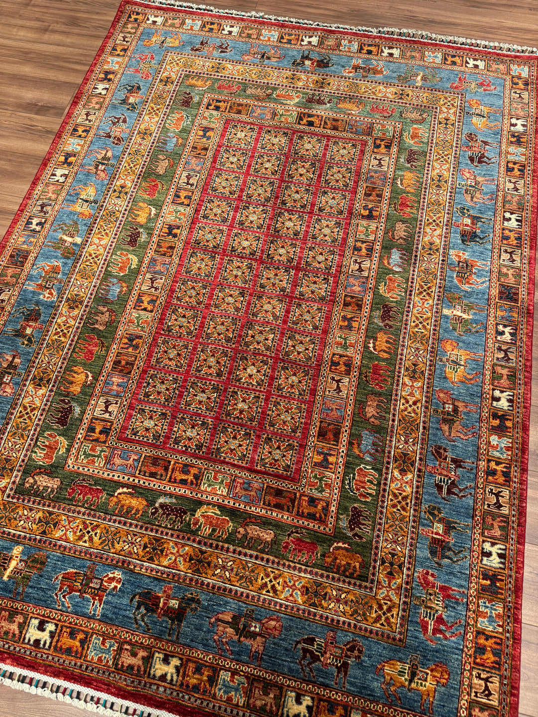 Pazırık Orijinal El Dokuması Multi Kök Boya Yün Halı 175x242 4.24 Metrekare - 5x8 ft