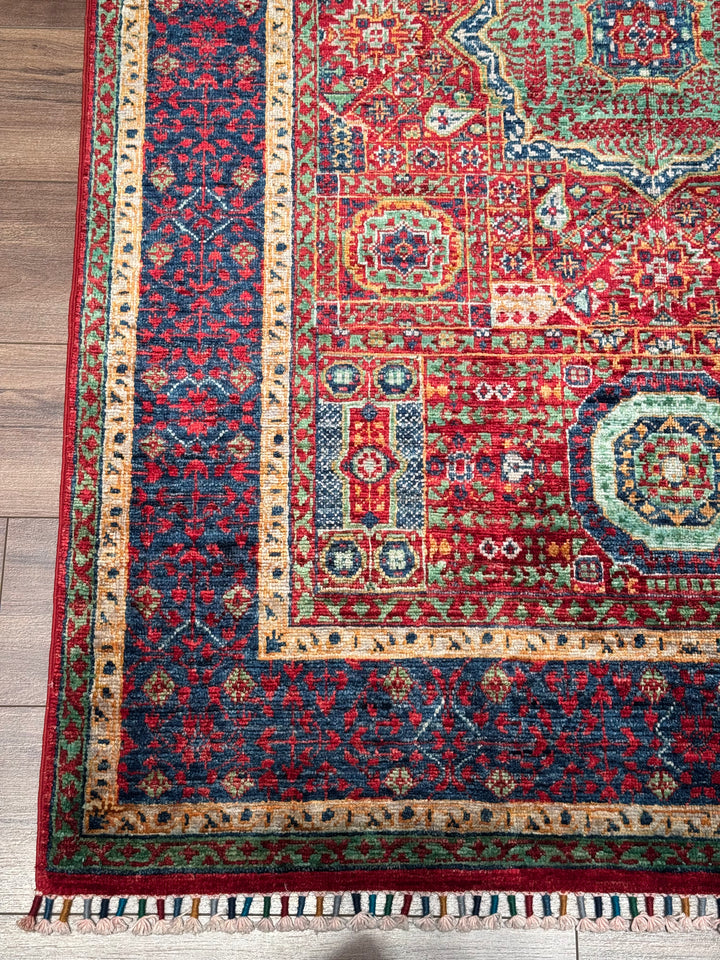 Memlük Orijinal El Dokuması Kırmızı Kök Boya Yün Halı 127x183 2.32 Metrekare - 4x6 ft