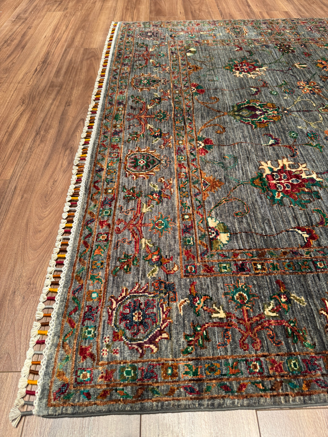 Sultani Binbirgece Orijinal El Dokuması Gri Kök Boya Yün Halı 174x244 4.25 Metrekare - 5x8 ft