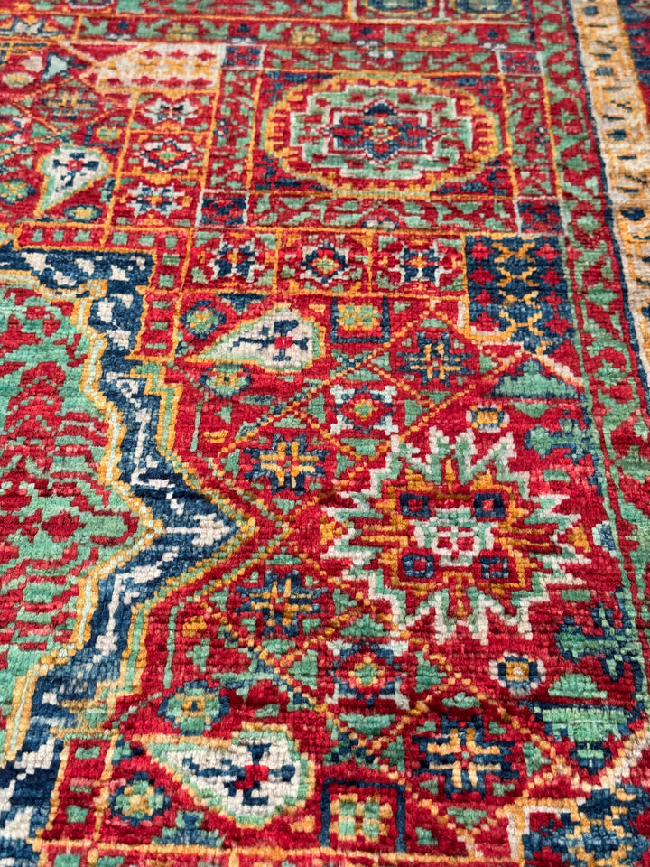 Memlük Orijinal El Dokuması Kırmızı Kök Boya Yün Halı 127x183 2.32 Metrekare - 4x6 ft