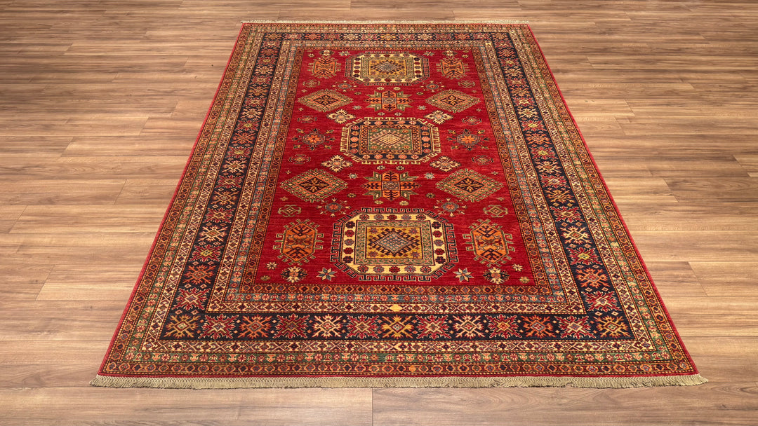 Shirvan Original Hand Woven Red Cream Vegetable Dyed Wool Carpet 219x300 6.57 Square Meters - 7x10 ft