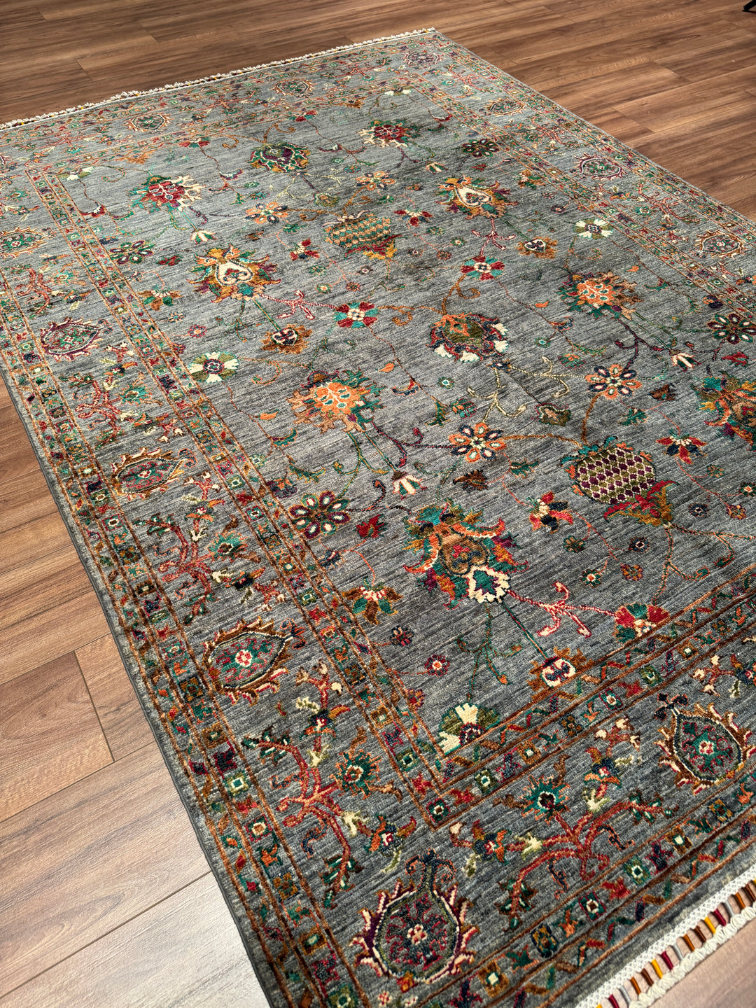 Sultani Binbirgece Orijinal El Dokuması Gri Kök Boya Yün Halı 174x244 4.25 Metrekare - 5x8 ft
