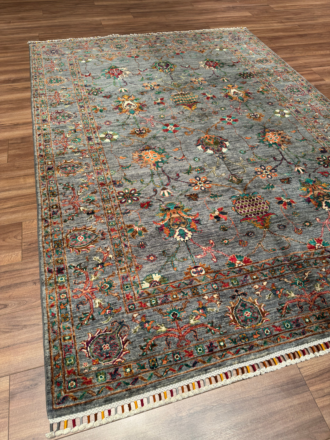 Sultani Binbirgece Orijinal El Dokuması Gri Kök Boya Yün Halı 174x244 4.25 Metrekare - 5x8 ft