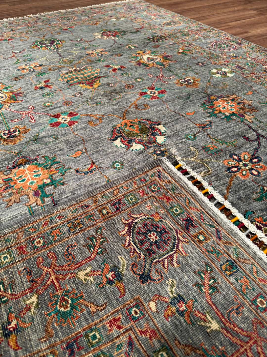 Sultani Binbirgece Orijinal El Dokuması Gri Kök Boya Yün Halı 174x244 4.25 Metrekare - 5x8 ft