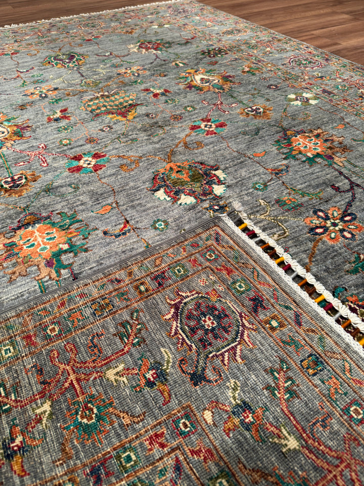 Sultani Binbirgece Orijinal El Dokuması Gri Kök Boya Yün Halı 174x244 4.25 Metrekare - 5x8 ft