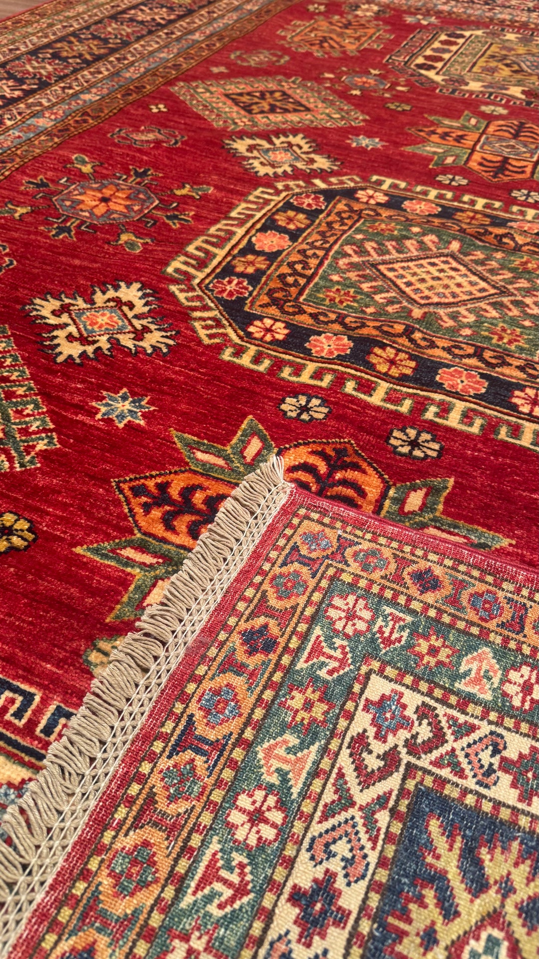 Shirvan Original Hand Woven Red Cream Vegetable Dyed Wool Carpet 219x300 6.57 Square Meters - 7x10 ft