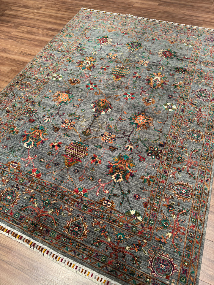 Sultani Binbirgece Orijinal El Dokuması Gri Kök Boya Yün Halı 174x244 4.25 Metrekare - 5x8 ft