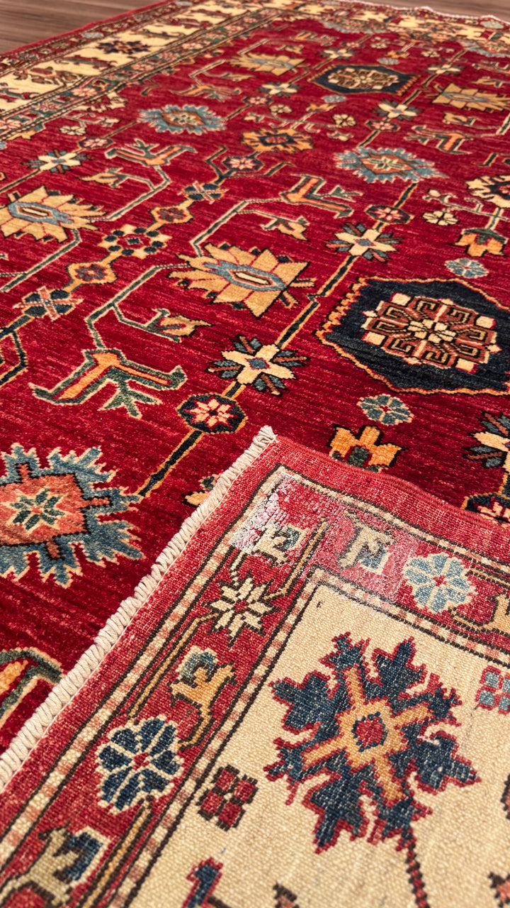 Shirvan Original Hand Woven Red Cream Vegetable Dyed Wool Carpet 212x279 5.91 Square Meters - 7x9 ft