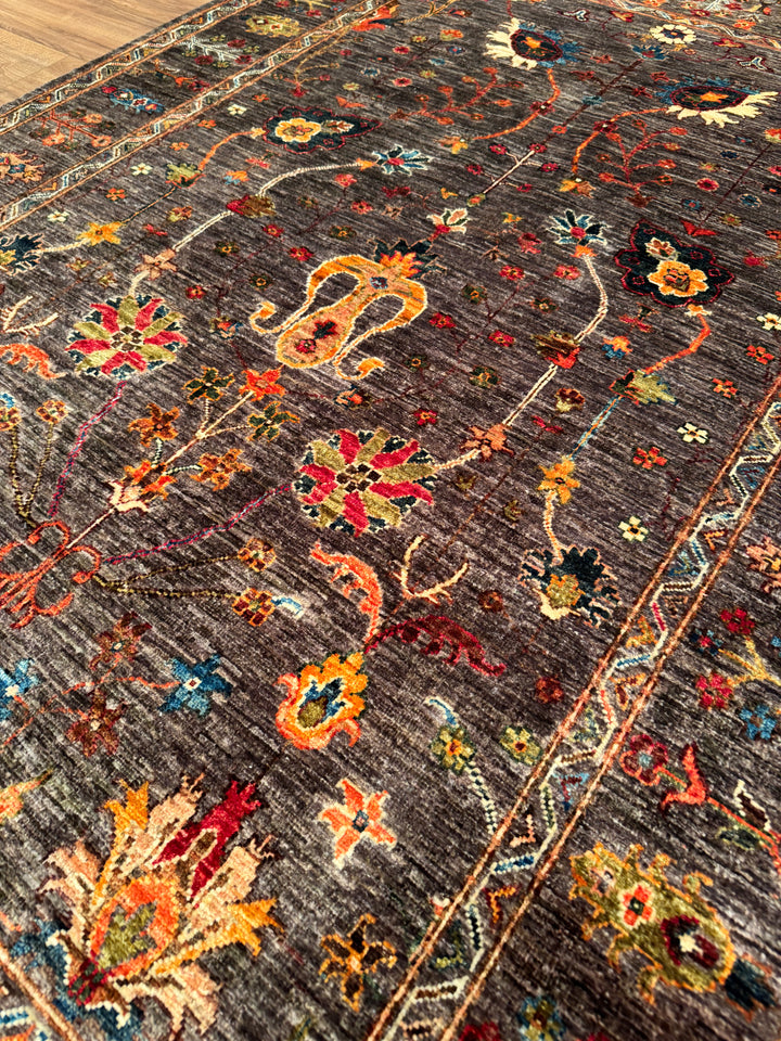 Sultani One Thousand and One Nights Original Handwoven Brown Root Dye Wool Rug 152x201 cm (3.06 square meters) - 5x6 ft 