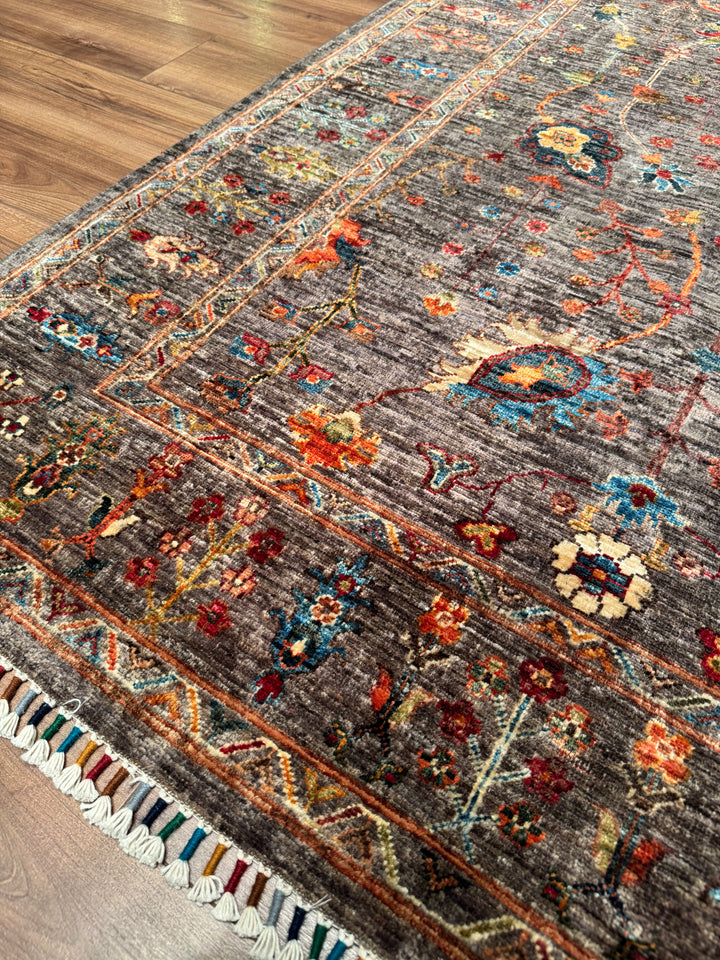 Sultani One Thousand and One Nights Original Handwoven Brown Root Dye Wool Rug 152x201 cm (3.06 square meters) - 5x6 ft 