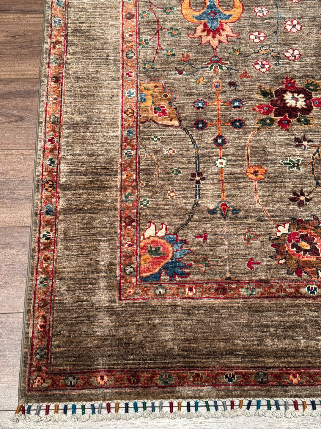 Sultani One Thousand and One Nights Original Handwoven Beige Root Dye Wool Rug 153x204 cm (3.12 square meters) - 5x6 ft 