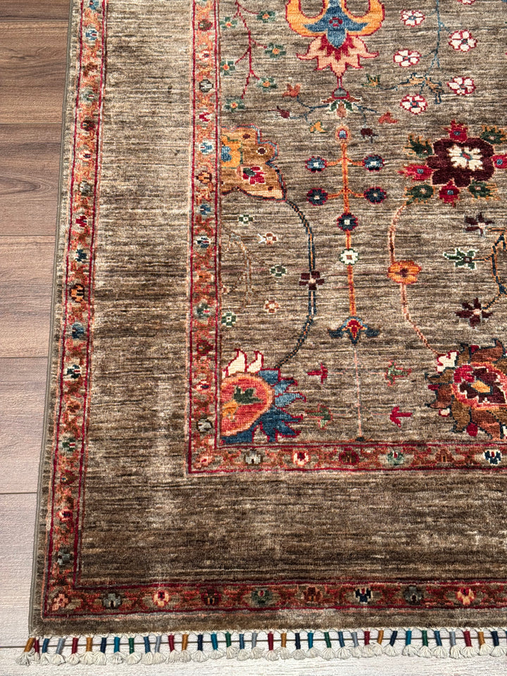 Sultani One Thousand and One Nights Original Handwoven Beige Root Dye Wool Rug 153x204 cm (3.12 square meters) - 5x6 ft 
