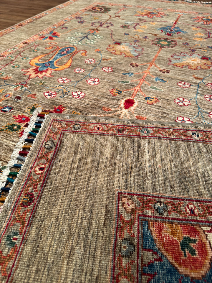 Sultani One Thousand and One Nights Original Handwoven Beige Root Dye Wool Rug 153x204 cm (3.12 square meters) - 5x6 ft 