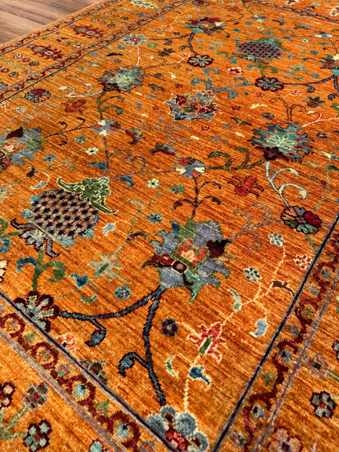 Sultani One Thousand and One Nights Original Handwoven Orange Root Dye Wool Rug 152x206 cm (3.13 square meters) - 5x6 ft 