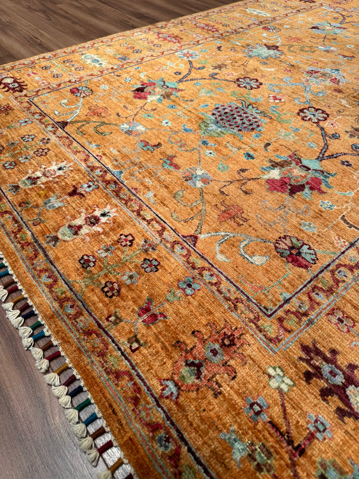 Sultani One Thousand and One Nights Original Handwoven Orange Root Dye Wool Rug 152x206 cm (3.13 square meters) - 5x6 ft 