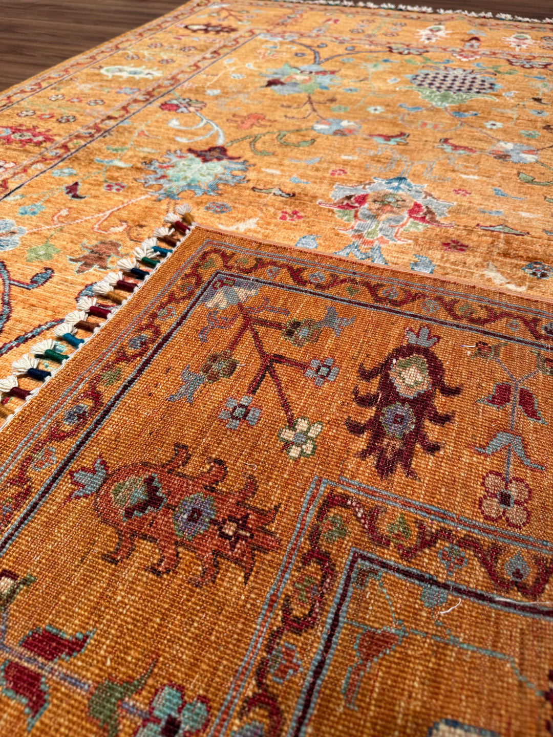 Sultani One Thousand and One Nights Original Handwoven Orange Root Dye Wool Rug 152x206 cm (3.13 square meters) - 5x6 ft 