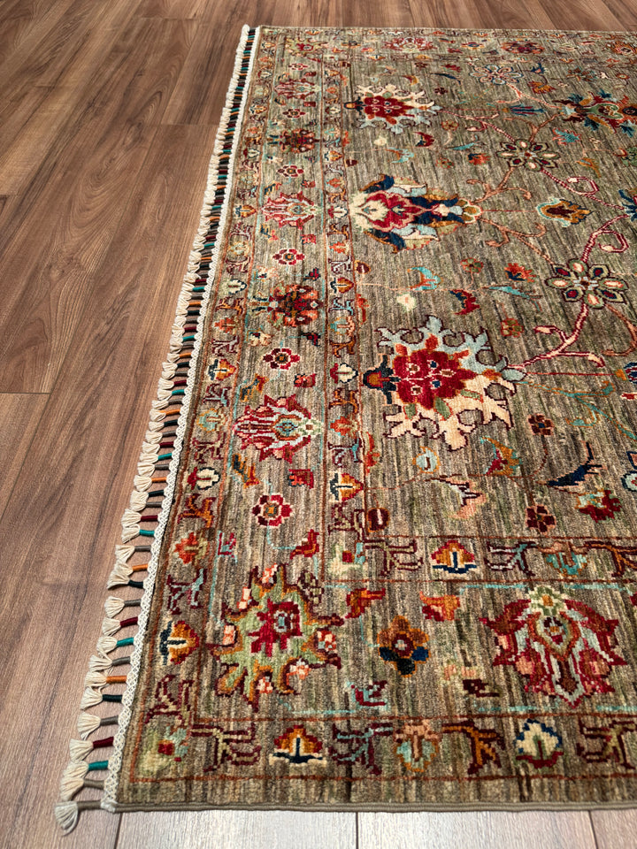Sultani Binbirgece Original Hand-Woven Beige Root Dye Wool Carpet 175x240 4.20 Square Meters - 5x8 ft 