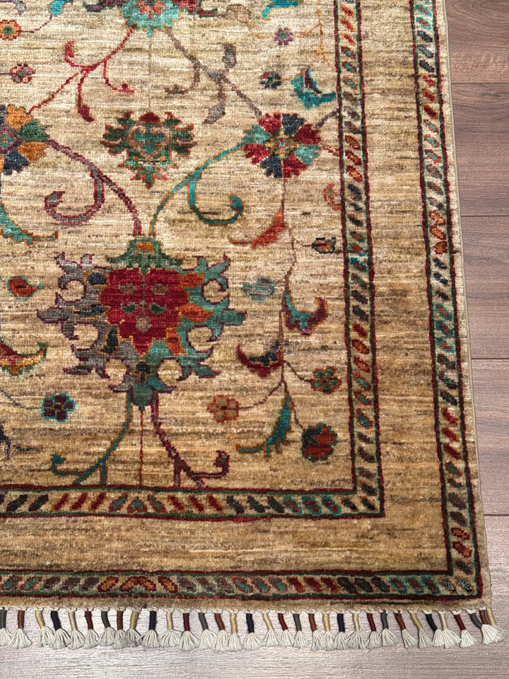Sultani Binbirgece Yolluk Orijinal El Dokuması Bej Kök Boya Yün Halı 0.84x262 2.20 Metrekare - 3x8 ft