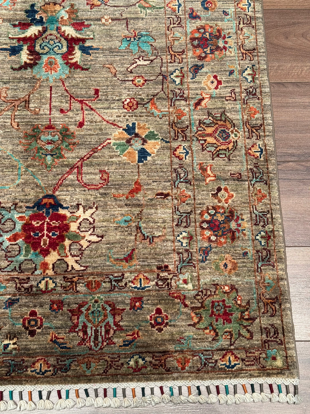 Sultani Binbirgece Original Hand-Woven Beige Root Dye Wool Carpet 175x240 4.20 Square Meters - 5x8 ft 