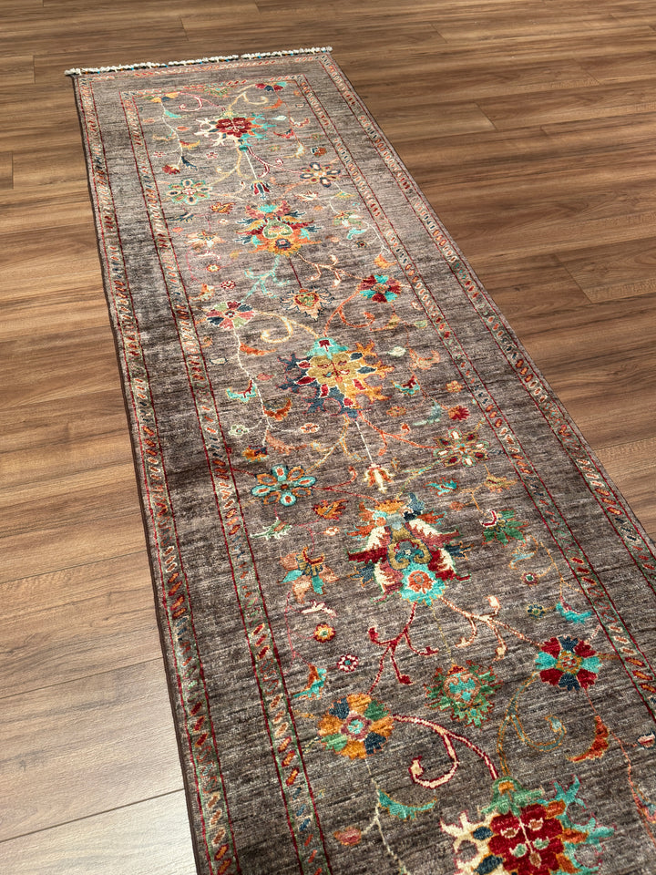 Sultani Binbirgece Yolluk Orijinal El Dokuması Kahverengi Kök Boya Yün Halı 0.84x256 2.15 Metrekare - 3x8 ft