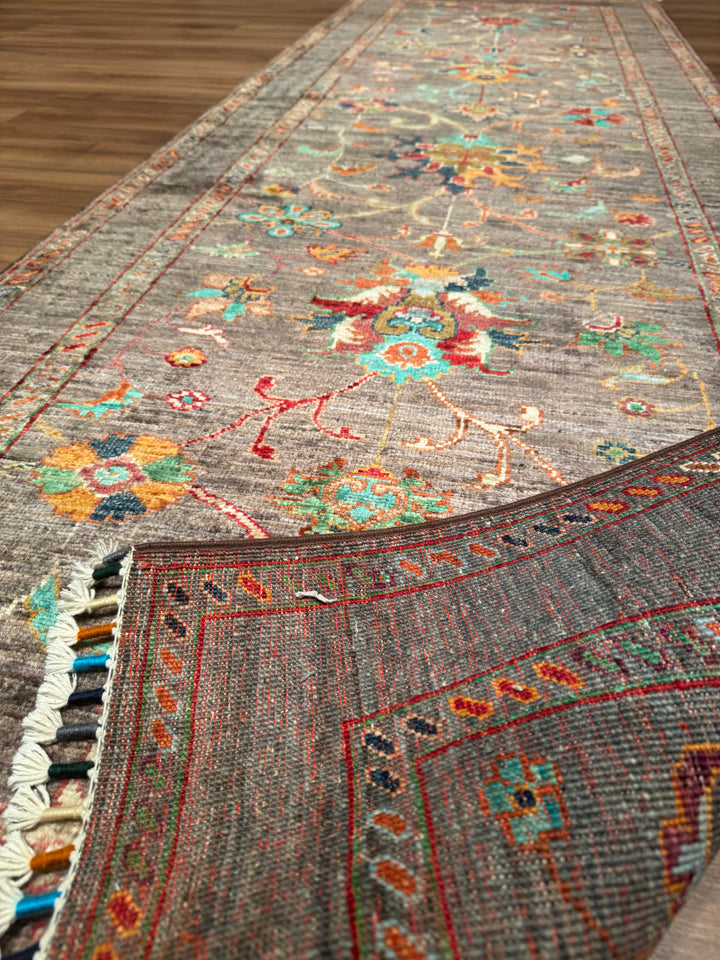 Sultani Binbirgece Yolluk Orijinal El Dokuması Kahverengi Kök Boya Yün Halı 0.84x256 2.15 Metrekare - 3x8 ft