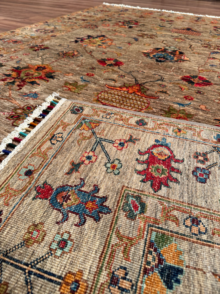 Sultani One Thousand and One Nights Original Handwoven Beige Root Dye Wool Rug 174x240 cm (4.18 square meters) - 5x8 ft