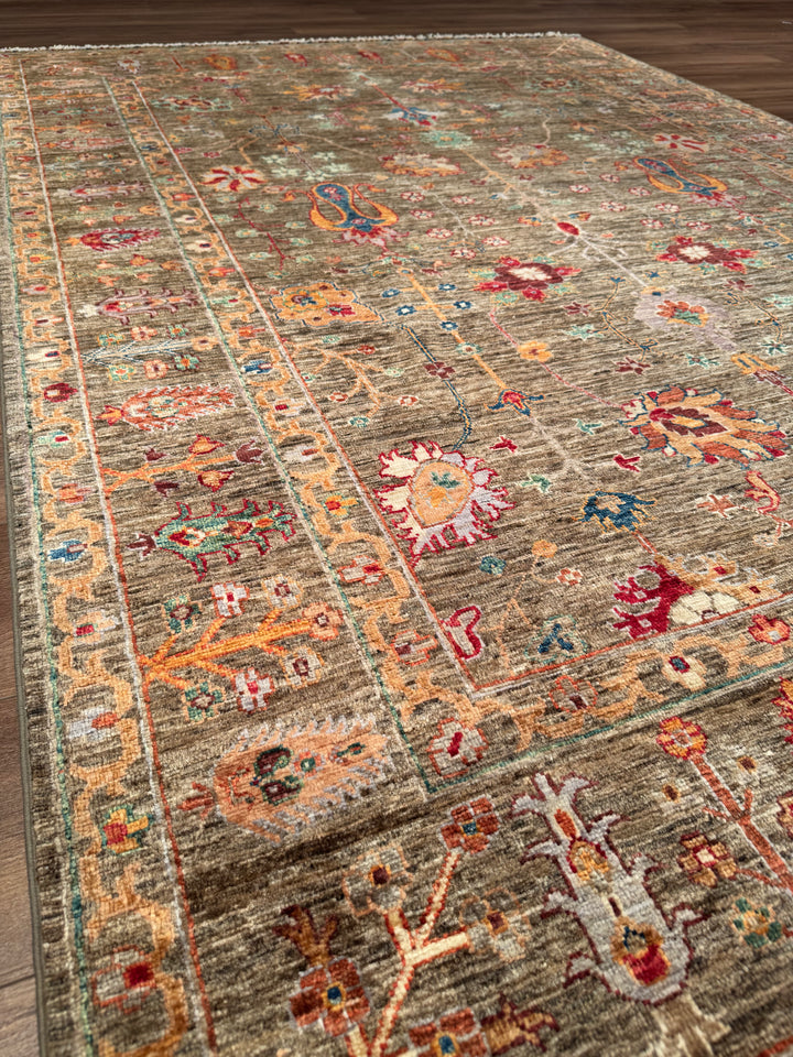 Sultani Floral Original Handwoven Earth Dye Wool Rug 169x243 cm (4.11 square meters) - 5x8 ft 