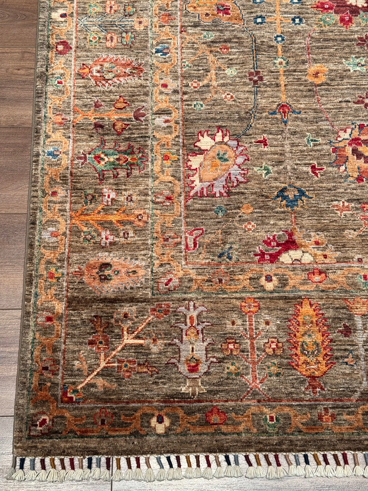 Sultani Floral Original Handwoven Earth Dye Wool Rug 169x243 cm (4.11 square meters) - 5x8 ft 
