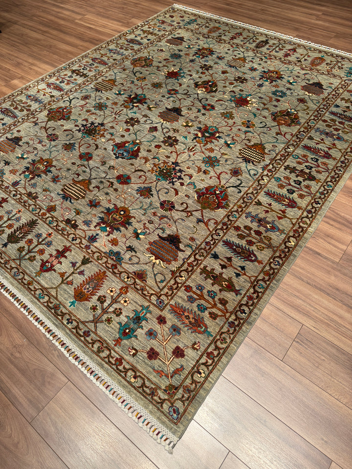 Sultani Binbirgece Orijinal El Dokuması Gri Kök Boya Yün Halı 243x301 7.31 Metrekare - 7x10 ft
