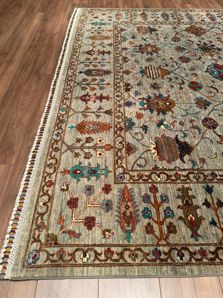 Sultani Binbirgece Orijinal El Dokuması Gri Kök Boya Yün Halı 243x301 7.31 Metrekare - 7x10 ft