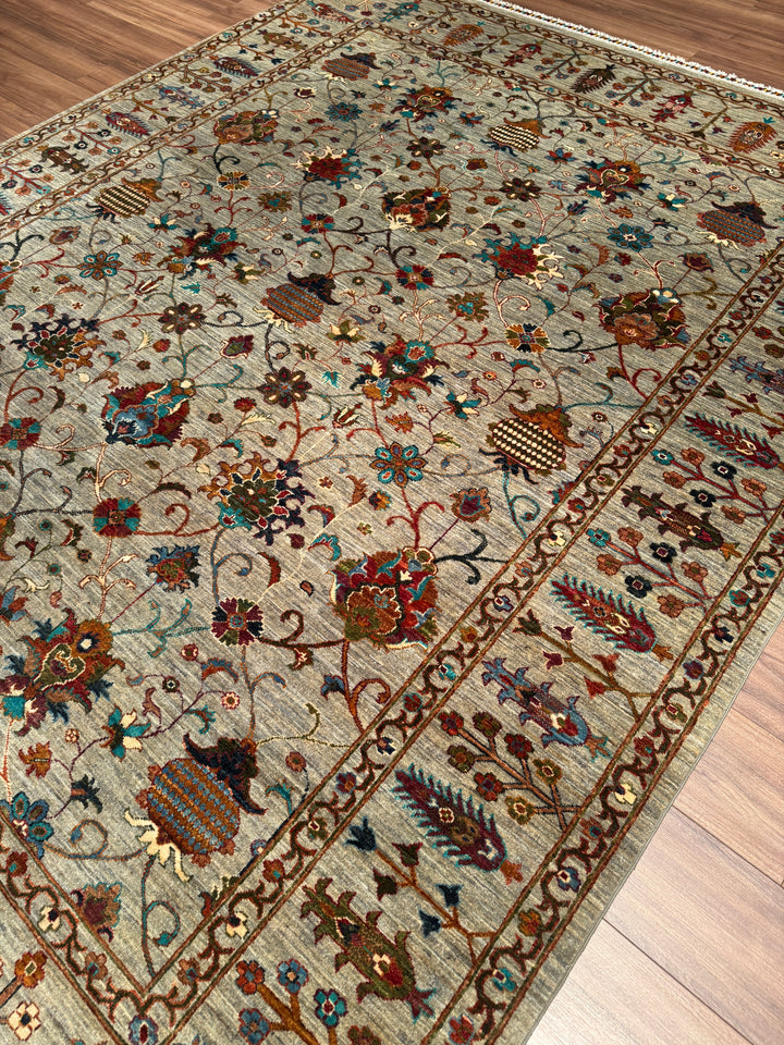 Sultani Binbirgece Orijinal El Dokuması Gri Kök Boya Yün Halı 243x301 7.31 Metrekare - 7x10 ft
