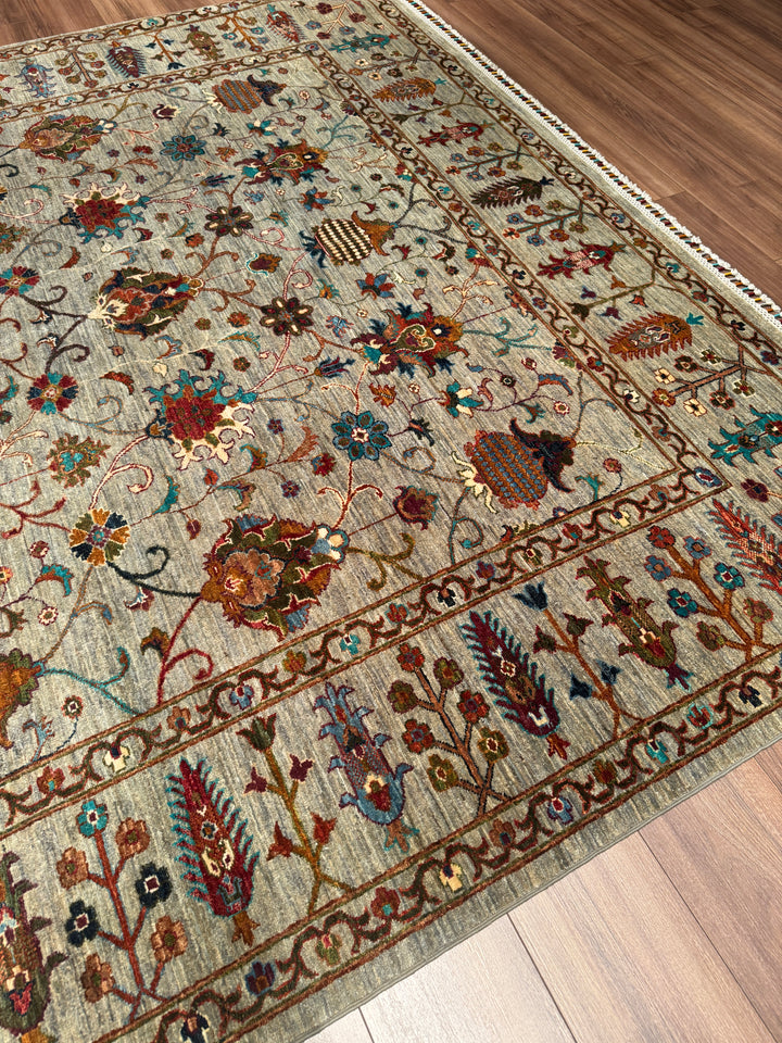 Sultani Binbirgece Orijinal El Dokuması Gri Kök Boya Yün Halı 243x301 7.31 Metrekare - 7x10 ft