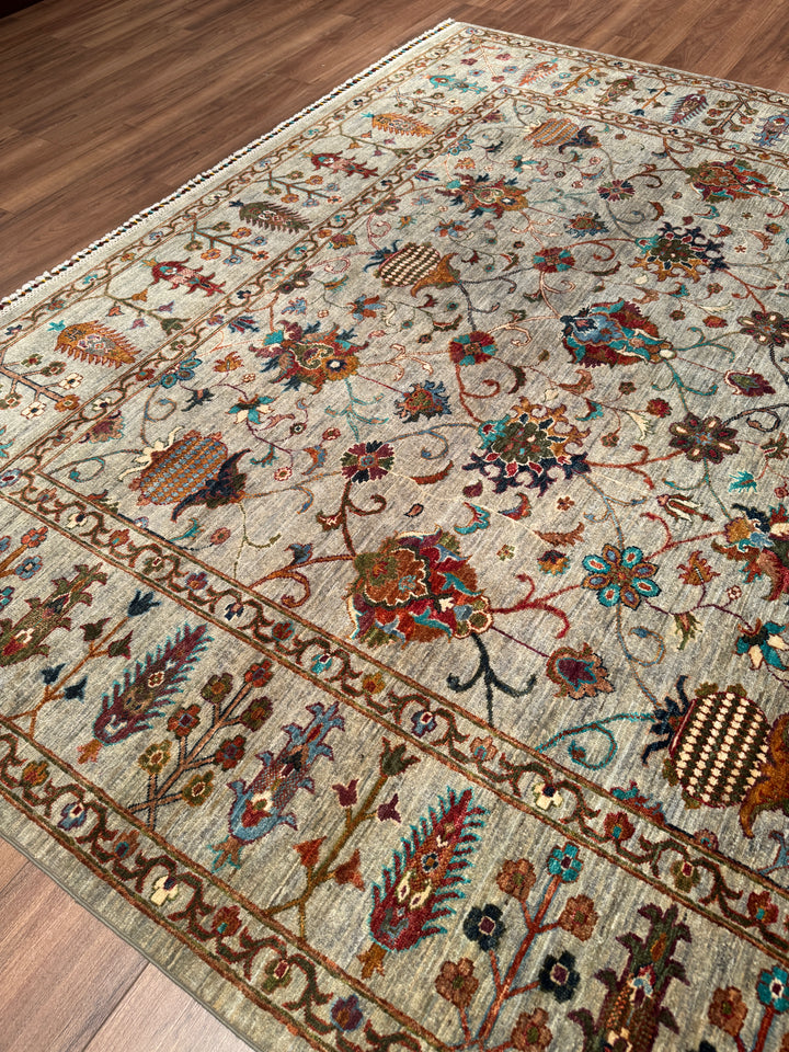 Sultani Binbirgece Orijinal El Dokuması Gri Kök Boya Yün Halı 243x301 7.31 Metrekare - 7x10 ft